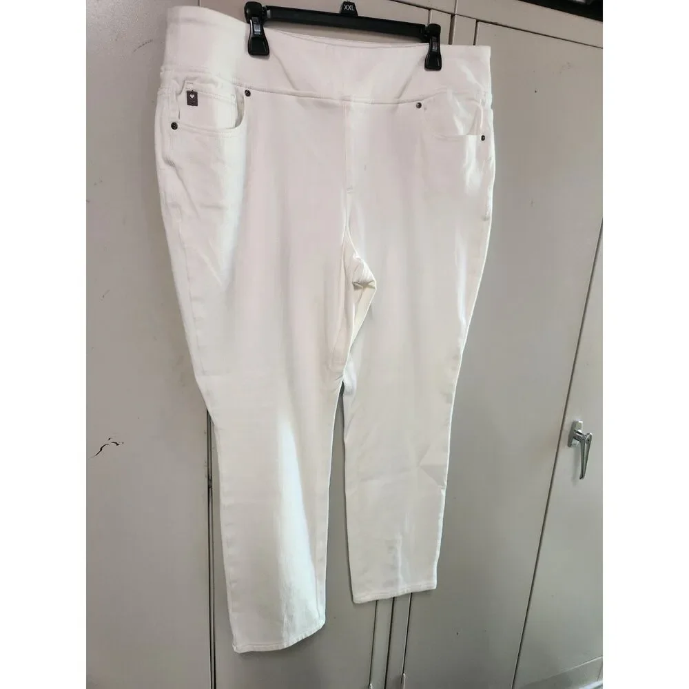 Belle by Kim Gravel Believe In Your Own Beauty White Jeans Zipper Ankle Size 20W